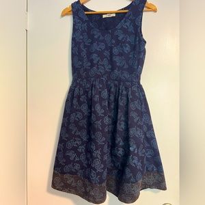 Mata Traders cotton block print floral embroidered tank dress fit and flare sz S